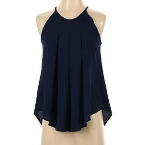 Sienna Sky L flowy tank top navy blue with pleats